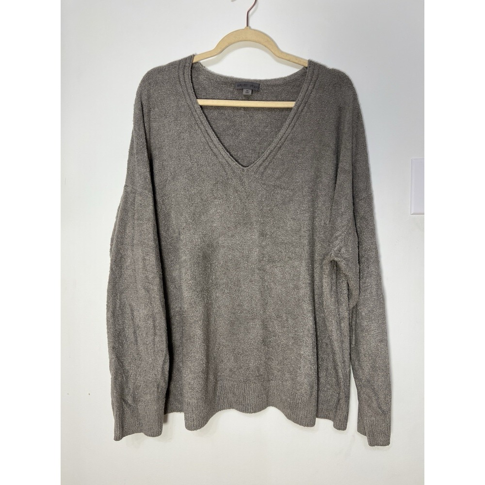 Barefoot Dreams CozyChic V-Neck Pullover Sweater Tunic Taupe 3X